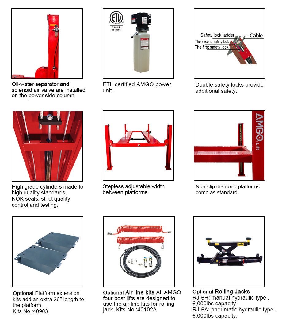 AMGO PRO-12 12,000lb Service Four Post Lift - Image 2